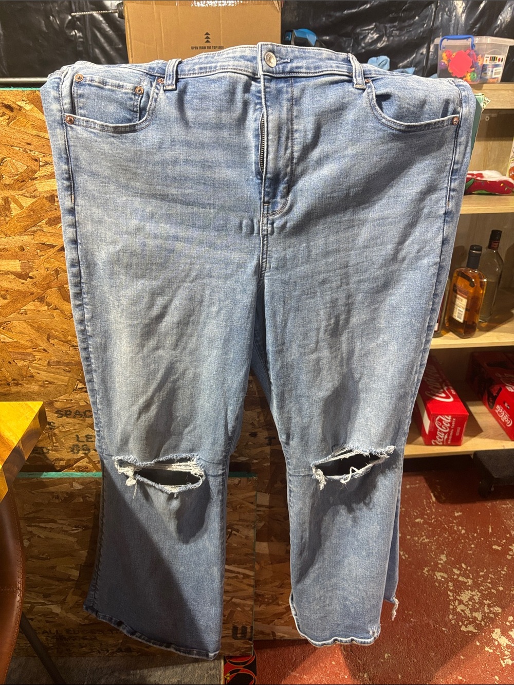 American Eagle Outfitters Light Wash Distressed Flare Jeans